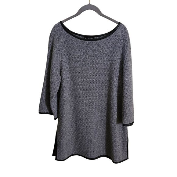 St. John Sweaters - St. John Exclusively For Nordstrom Wool Blend Leather Trim Tunic Sweater Size S